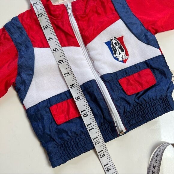 Retro 1990s Red White Blue Puppy Nylon Windbreaker Track Jacket - Picture 7 of 9